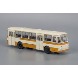 Масштабная модель автобуса ЛИАЗ-677М Бежево-жёлтый (с запасным колесом)(1:43)